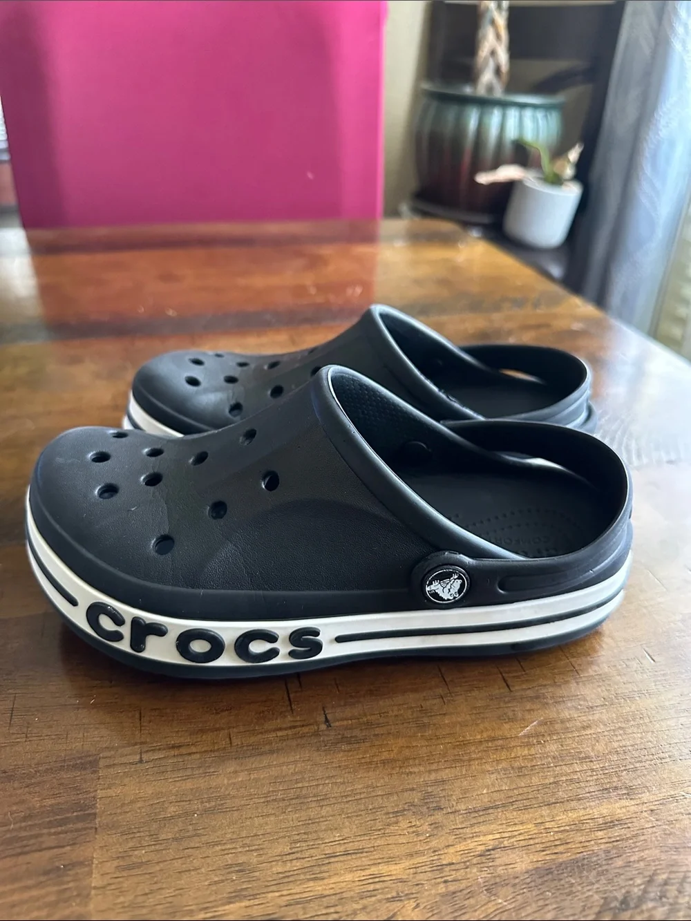 CROCS Kids Black Clog with White Trim